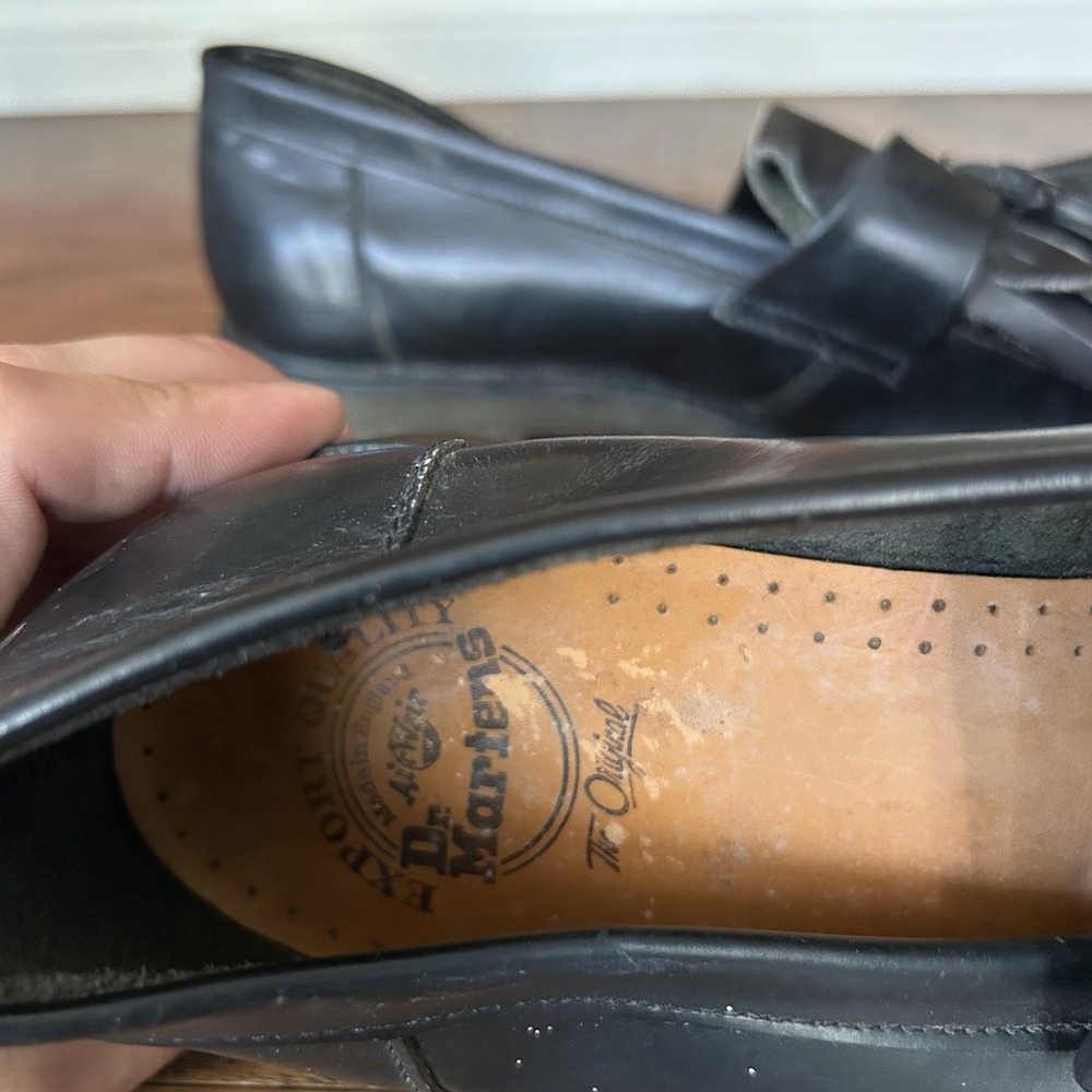 Dr. Martens Adrian Made in England Quilon Leather Tassel Loafers Mens 10 Black - Picture 4 of 6